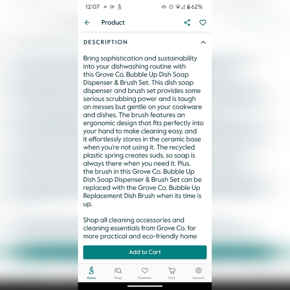 Grove Bamboo Prep Board And Bubble Up Dish Soap Dispenser & Brush - Picture 8 of 14